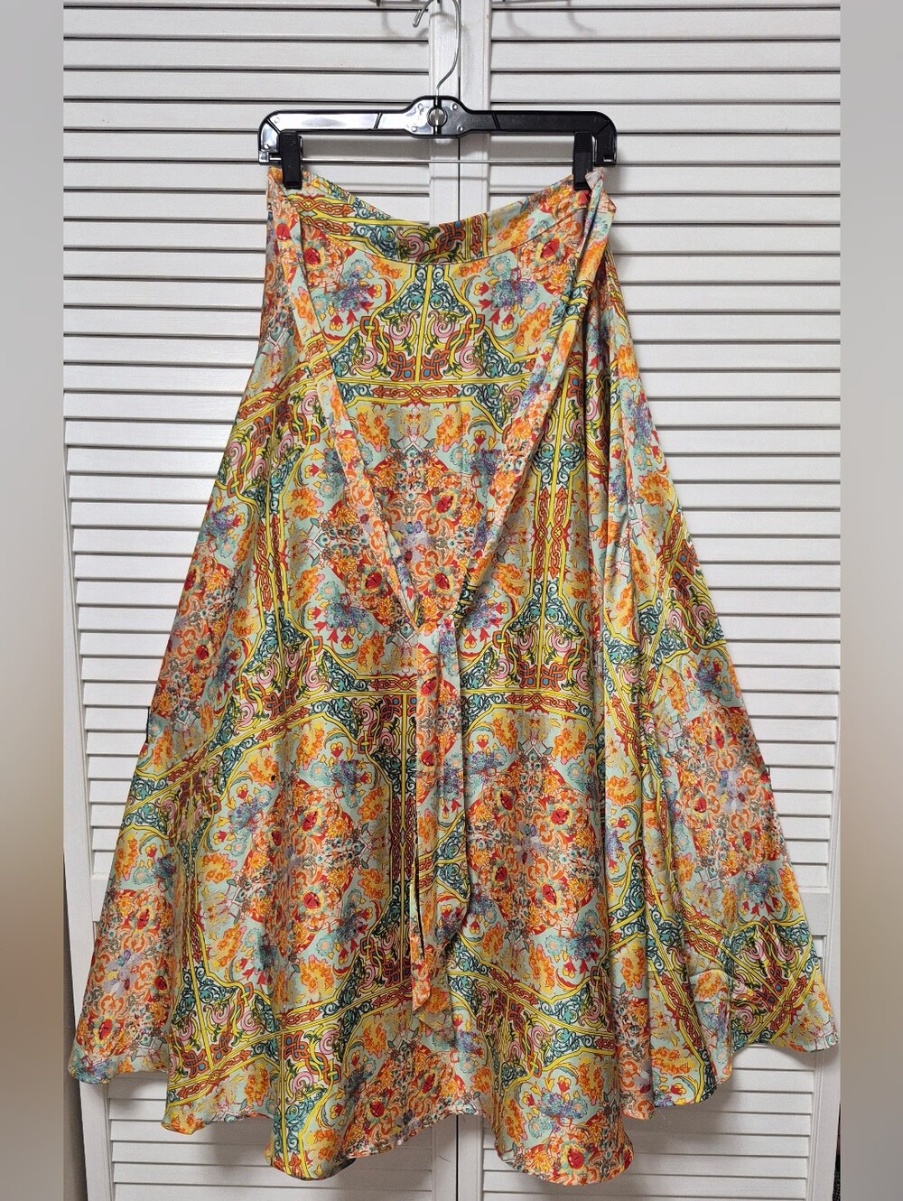 Flint & Moss Boho Paisley Wrap Maxi Skirt Size M Multicolor Tie Waist